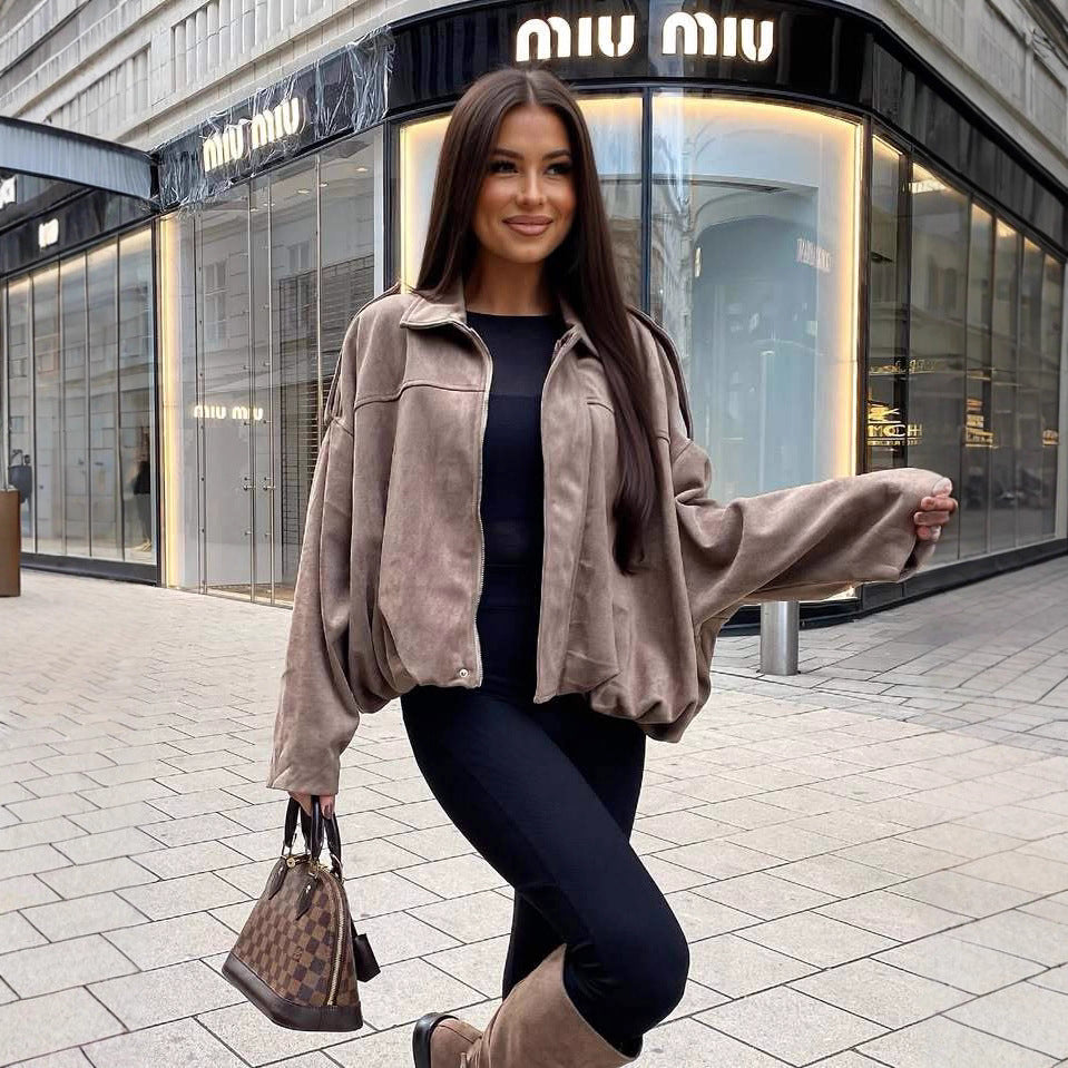 Damen Modische Oversized Jacke Drune