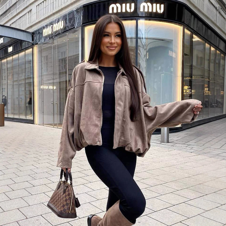 Damen Modische Oversized Jacke Drune