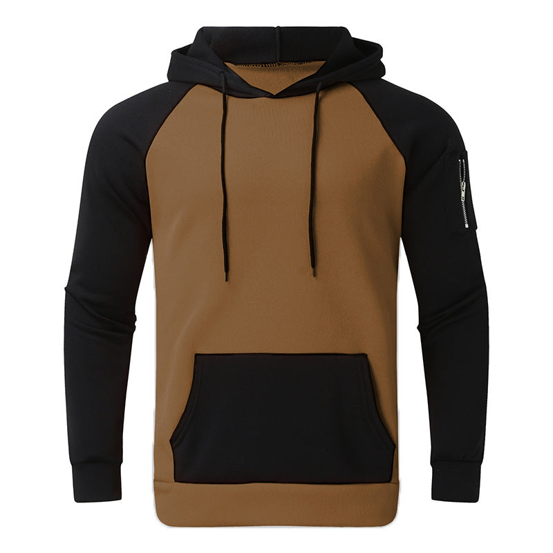 Herren nan Raglan-Kapuzenpullover aus Baumwollmix mit Kängurutasche, Ärmeltasche und Kapuzenkordel Drune