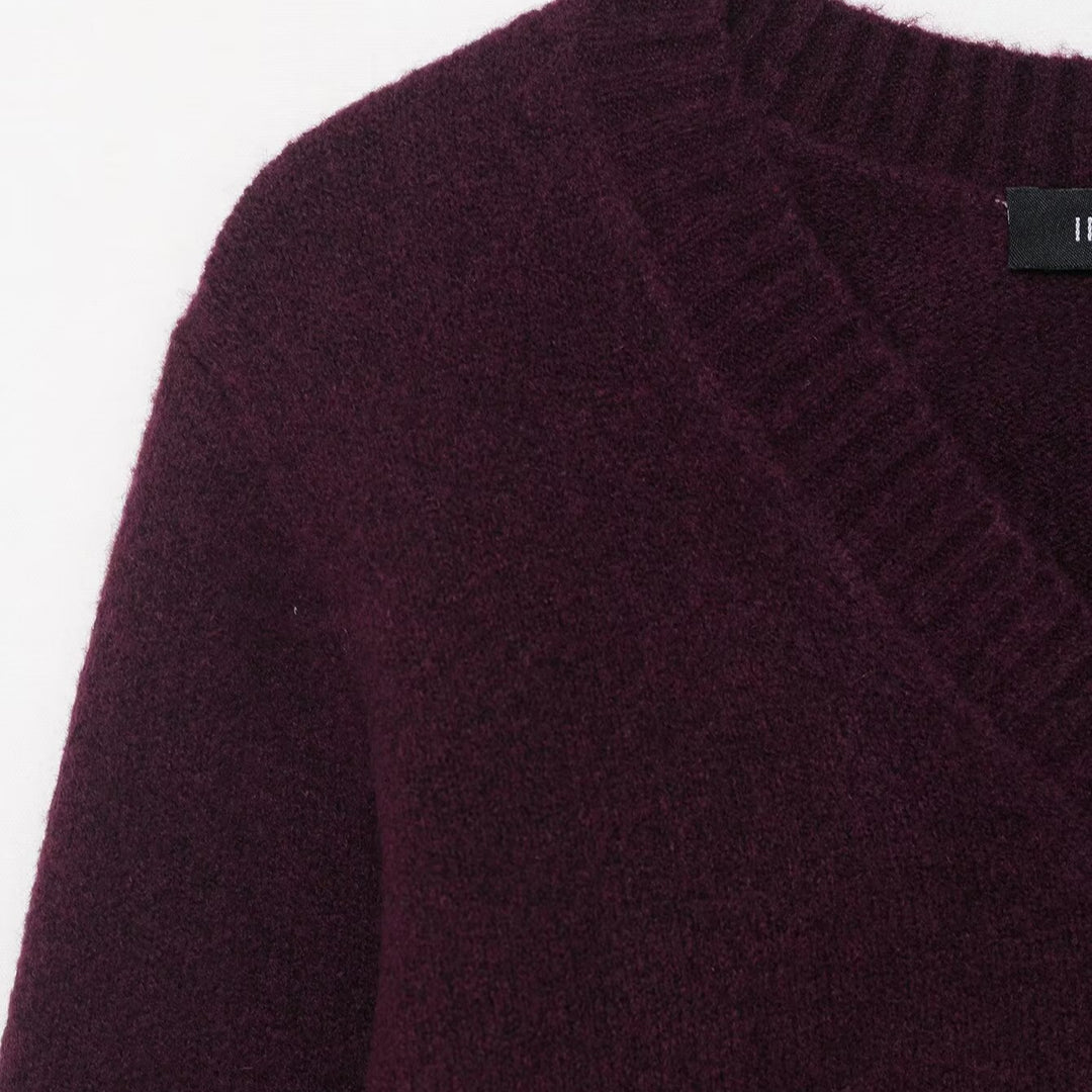 Damen V-Ausschnitt Strickpullover Drune
