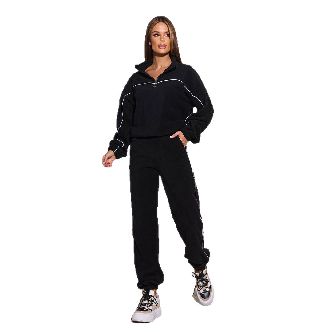 Damen Fleece-Sportanzug mit hohem Kragen und praktischen Reißverschlussdetails Drune