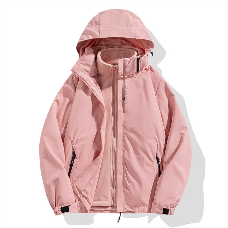 Herren zweiteilige Winterjacke mit abnehmbarer Fleece-Innenjacke wasserdicht winddicht Drune