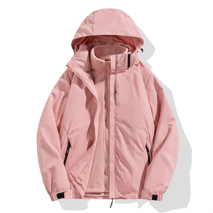 Herren zweiteilige Winterjacke mit abnehmbarer Fleece-Innenjacke wasserdicht winddicht Drune