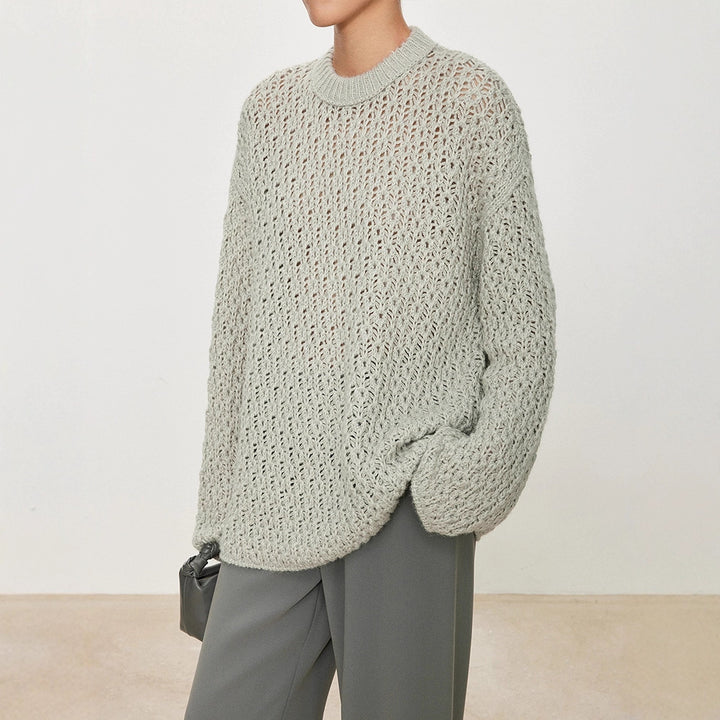 Damen luftiger Strickpullover mit offener Struktur Drune