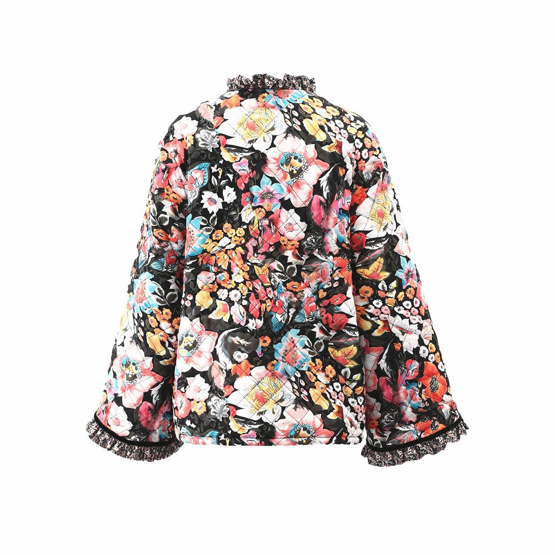 Damen Umhängemantel mit floralem Design und kuscheliger Innenausstattung Drune