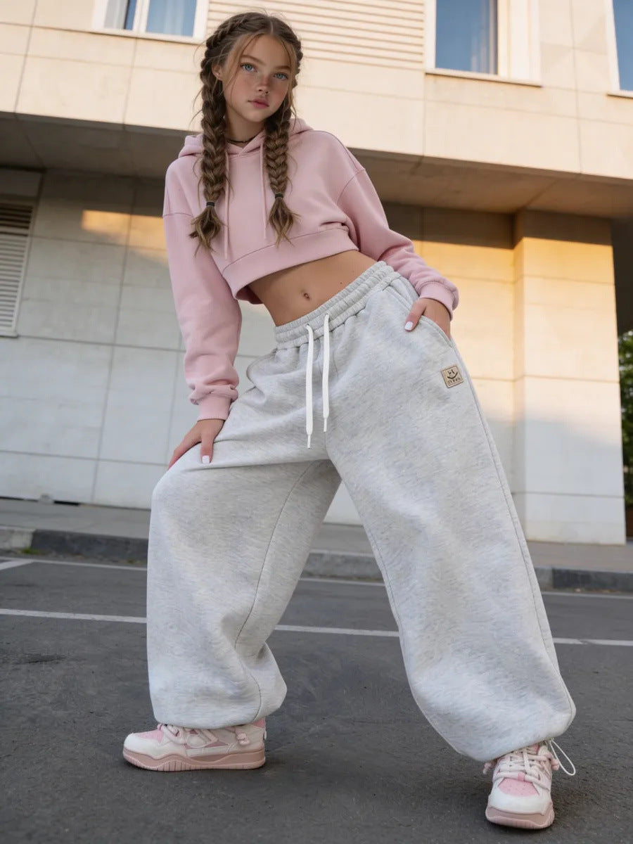 Damen lockere Sweatpants mit elastischem Bund und weitem Schnitt