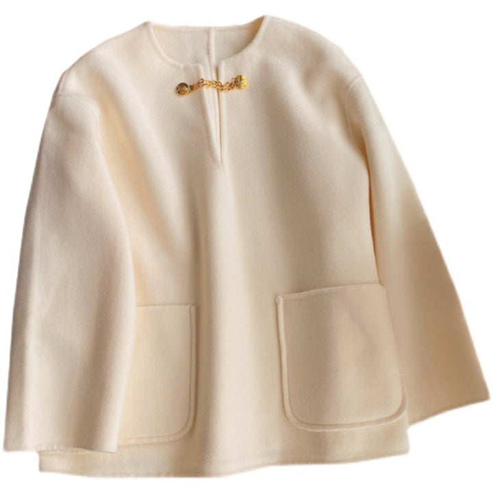 Damen Stilvolle Wolljacke mit langen Ärmeln Drune