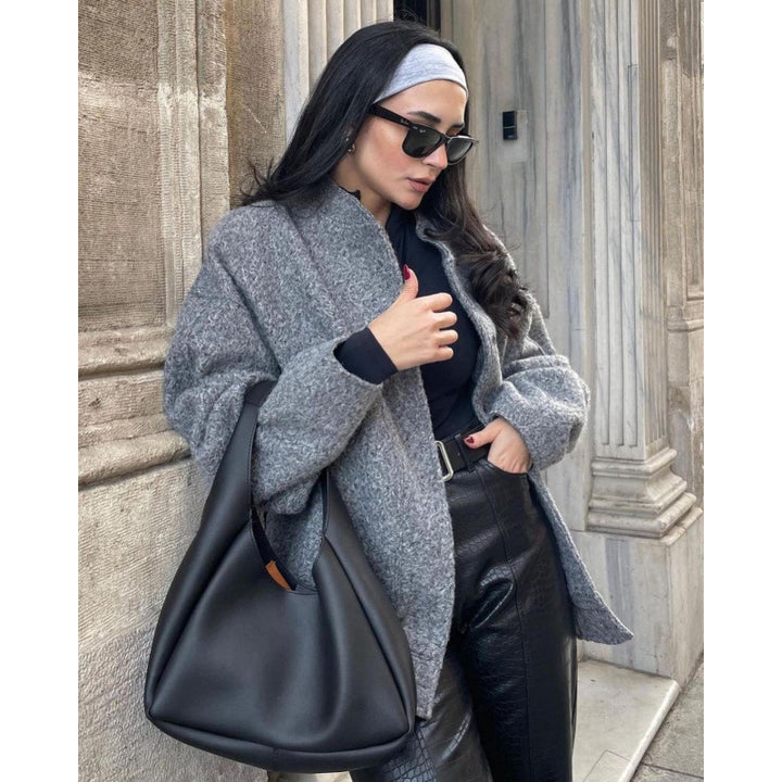 Damen Oversized Fleecejacke mit Knopfverschluss und seitlichen Taschen Drune