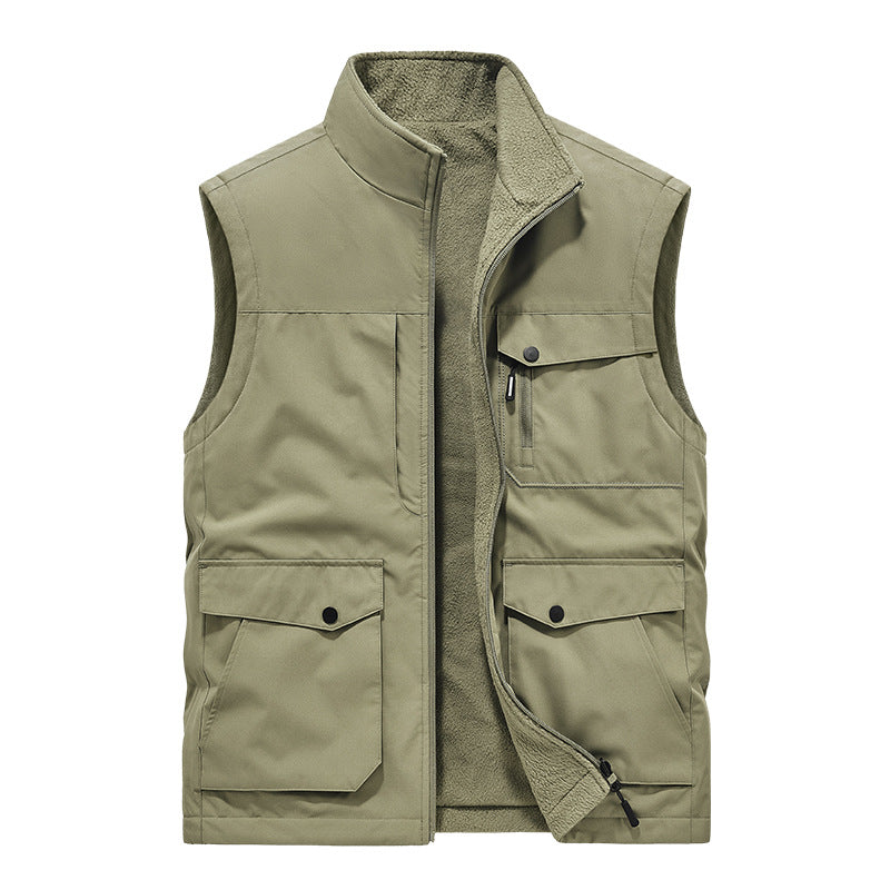 Herren Multifunktionale Utility-Weste mit Fleece-Innenfutter und Mehrfach-Taschen Drune