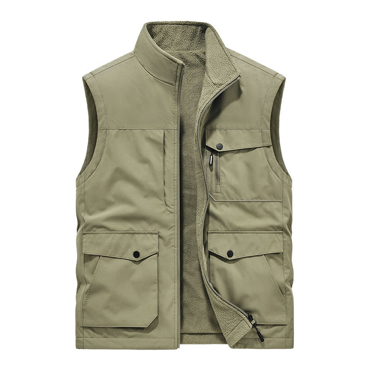 Herren Multifunktionale Utility-Weste mit Fleece-Innenfutter und Mehrfach-Taschen Drune