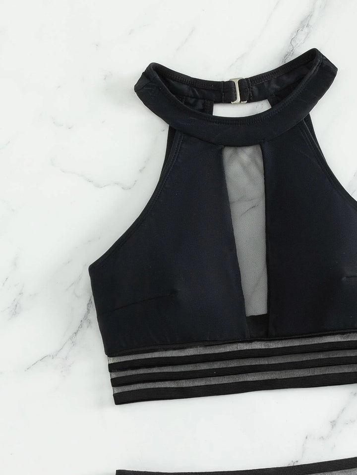 Damen Sportlicher Badeanzug mit Netzdetails Drune