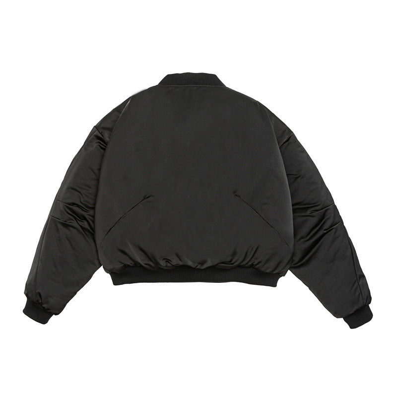 Unisex Kurz geschnittener Boxy-Puffer-Bomber mit minimalistischer Frontblende Drune