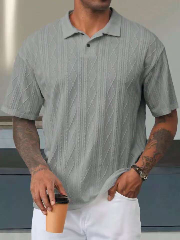 Herren Poloshirt mit strukturiertem Rautenmuster und atmungsaktiven Eigenschaften Drune