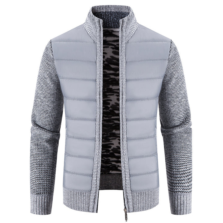 Herren nan Hybrid-Strick-Steppjacke mit wattierter Front, ergonomischen Strickärmeln und hohem Stehkragen Drune