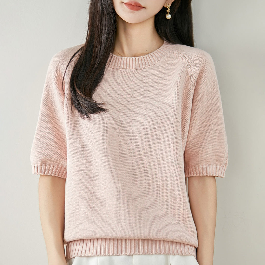 Damen Kurzarm Cashmere-Mix Pullover Drune