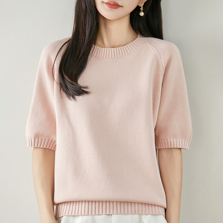 Damen Kurzarm Cashmere-Mix Pullover Drune