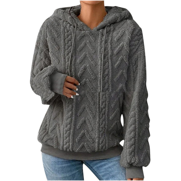 Damen Flauschiger Kapuzenpullover im Zopfmuster mit Oversize-Schnitt Drune