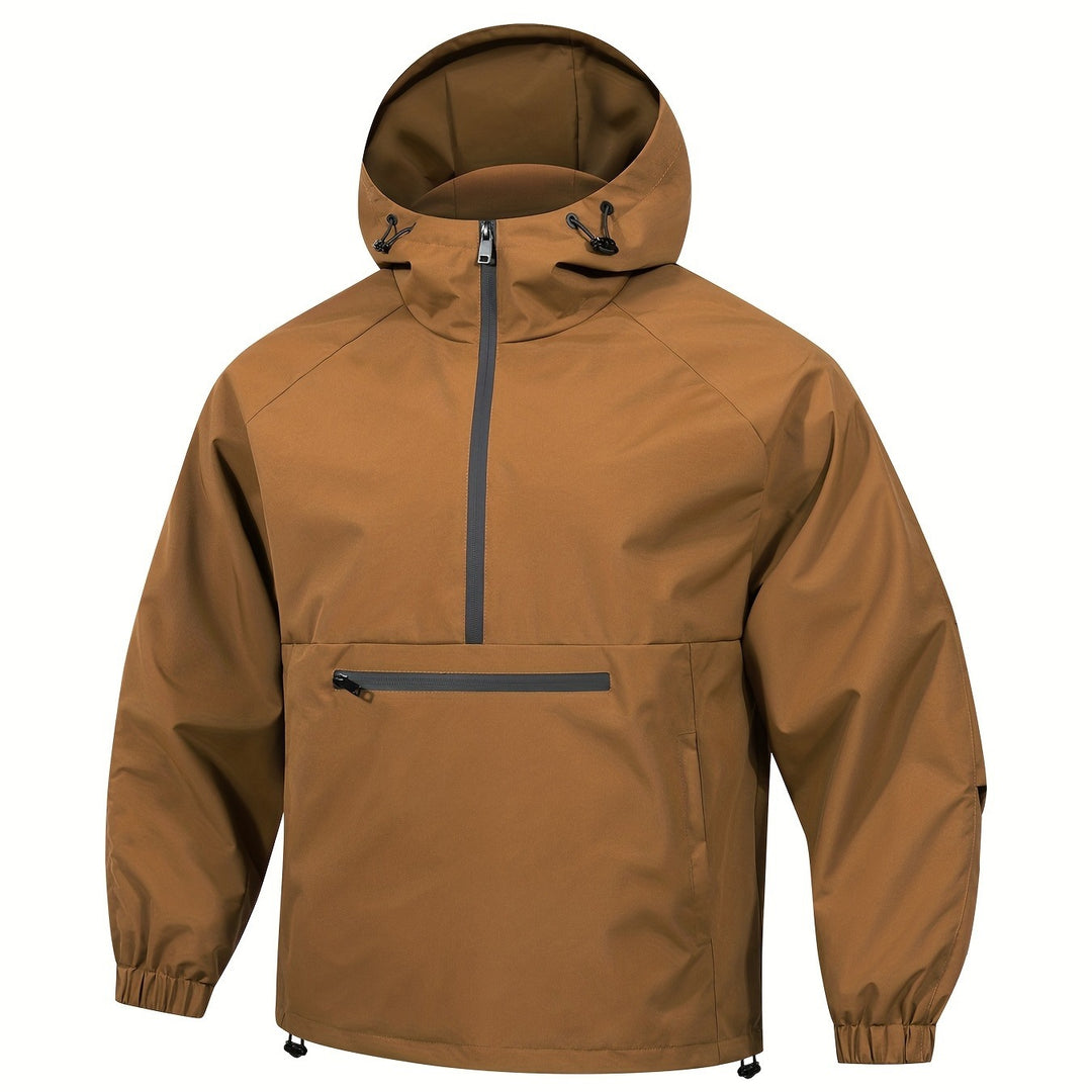 Herren Wind- und Wasserabweisende Anorak-Pulloverjacke mit Halbreißverschluss und Kängurutasche Drune