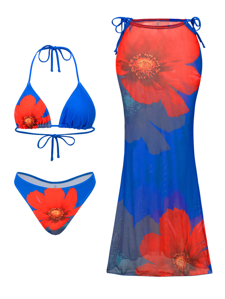 Damen Triangel-Bikini mit floralem und tierischem Muster Drune