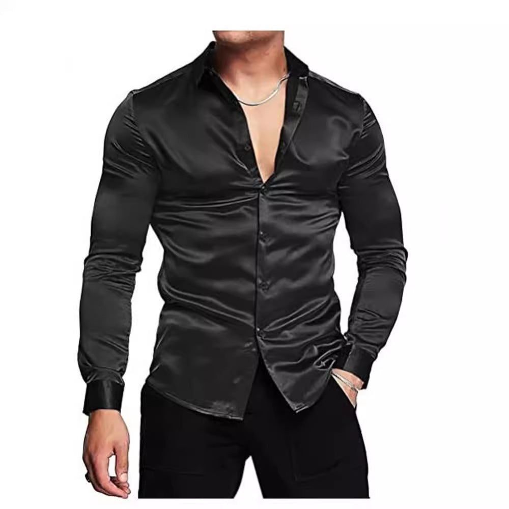 Herren Elegantes Hemd mit luxuriösem Satin-Finish und modernem Schnitt Drune