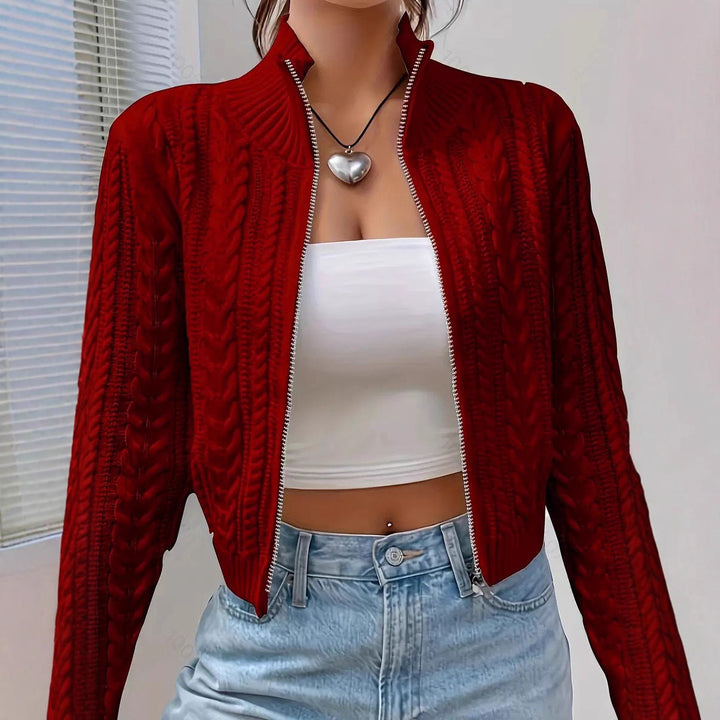 Damen Strickjacke mit angesagtem Zipper und detailreicher Struktur Drune
