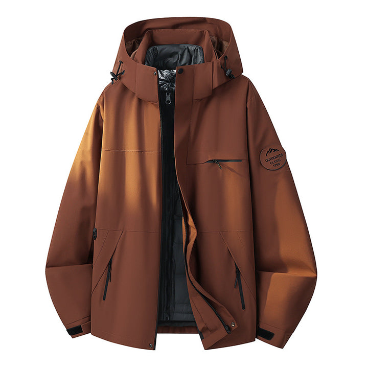 Herren Wetterfeste dreilagige Hardshelljacke mit verstellbarer Kapuze, verschweißten Nähten & Multifunktionstaschen Drune