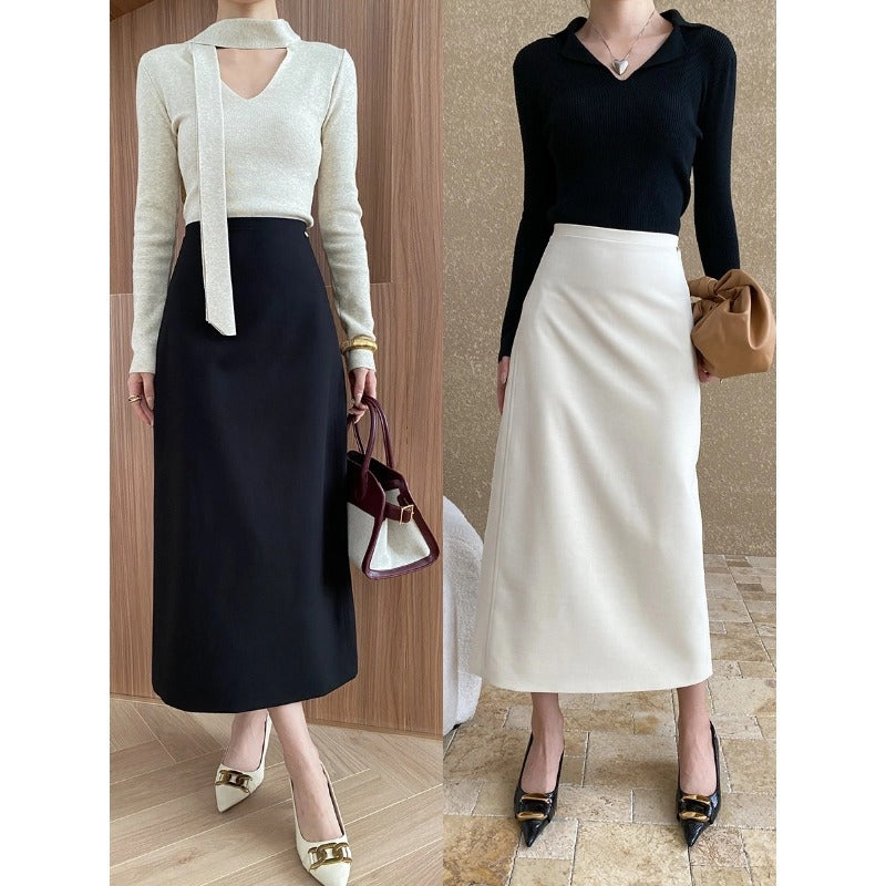 Damen eleganter Midirock mit schmalem Schnitt und hochwertigem Material Drune