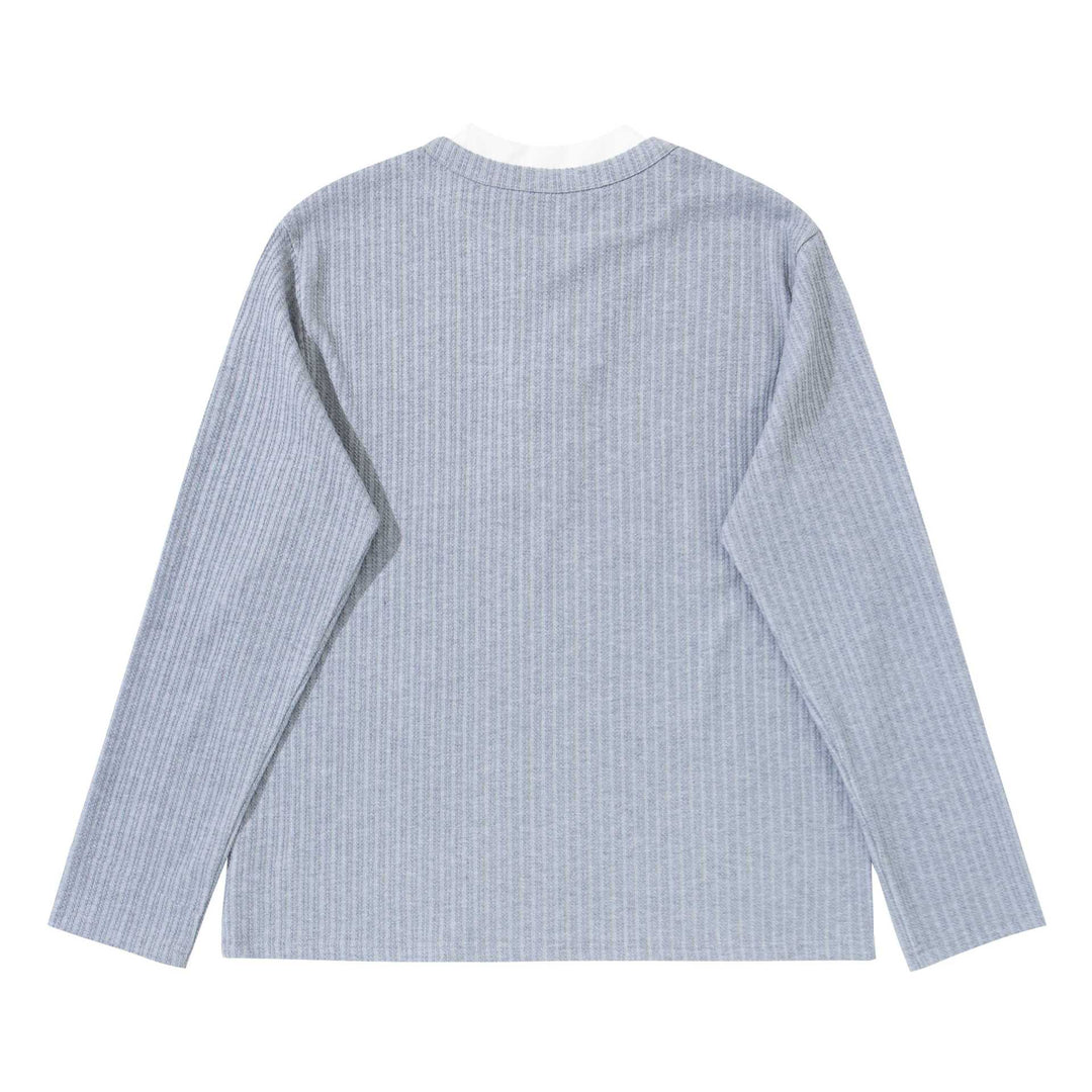 Unisex Feinstrukturierter Rippsweater mit Henley-Ausschnitt Drune