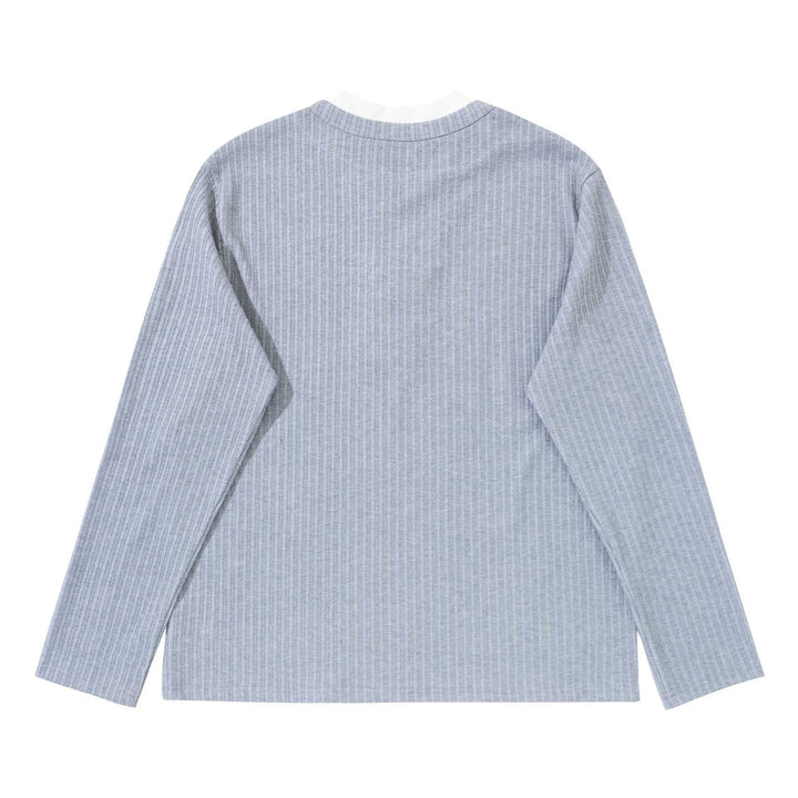 Unisex Feinstrukturierter Rippsweater mit Henley-Ausschnitt Drune