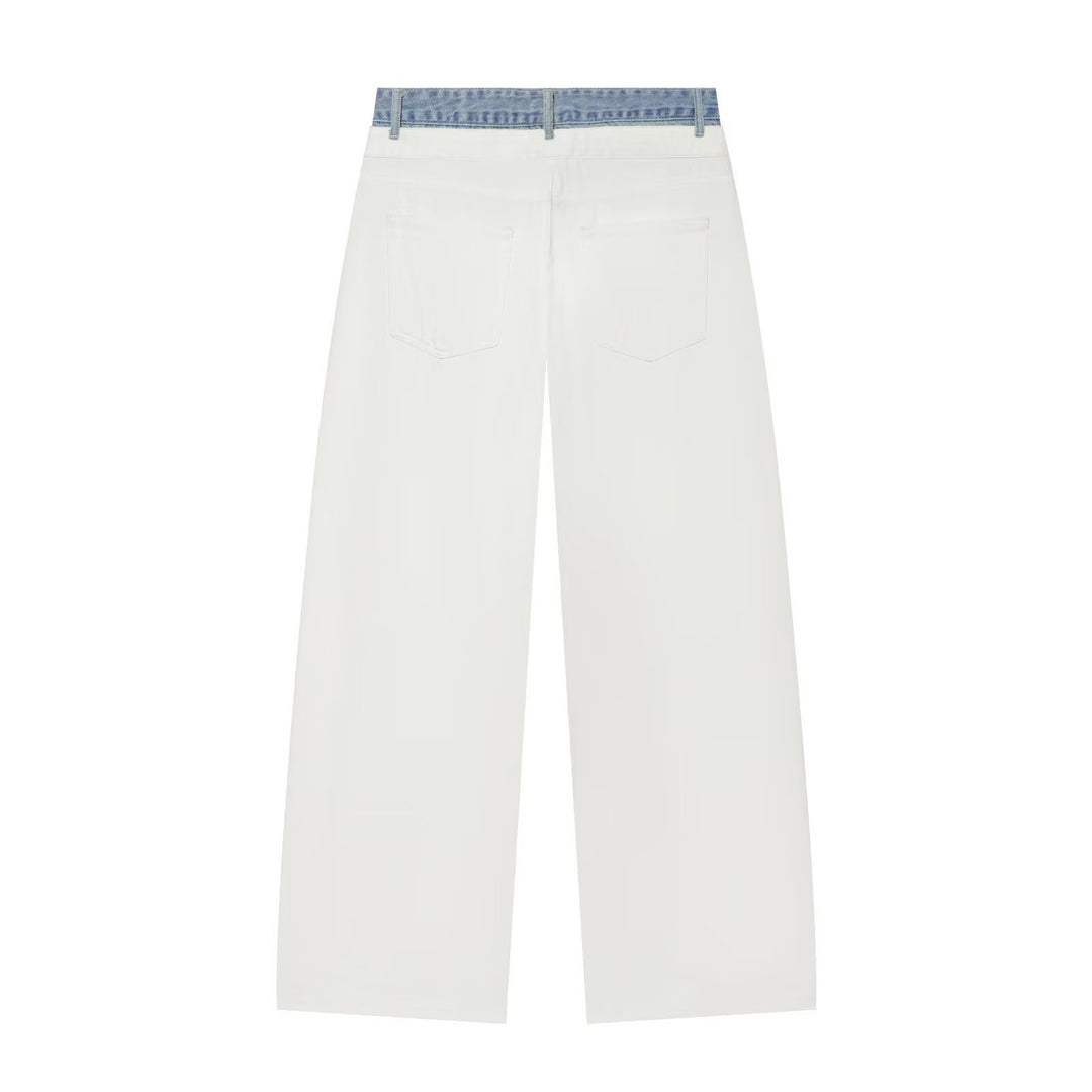 Damen Weitgeschnittene hochtaillierte Jeans mit Kontrast-Denimbund Drune