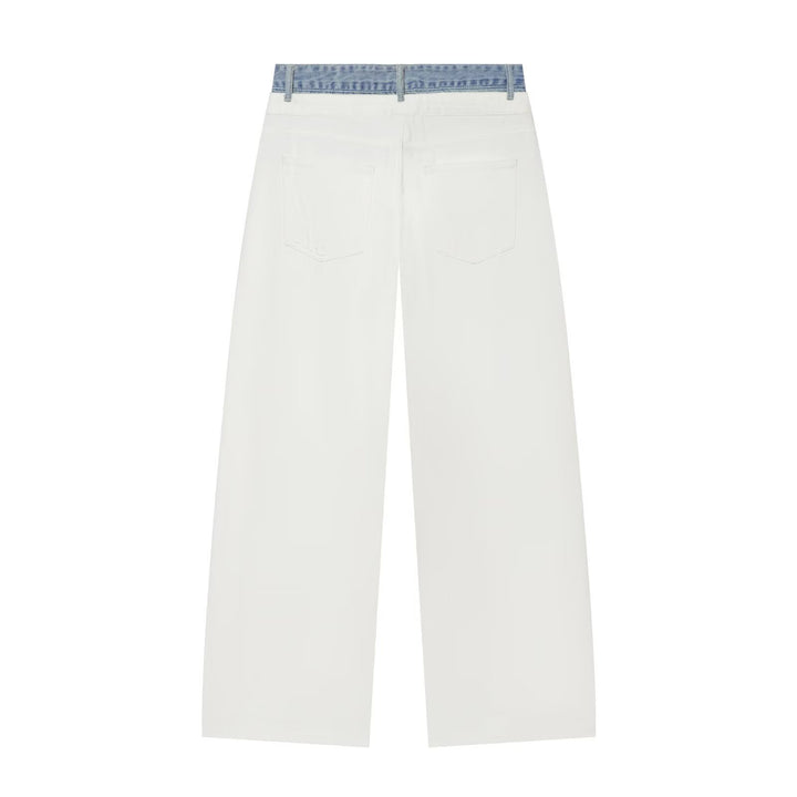 Damen Weitgeschnittene hochtaillierte Jeans mit Kontrast-Denimbund Drune