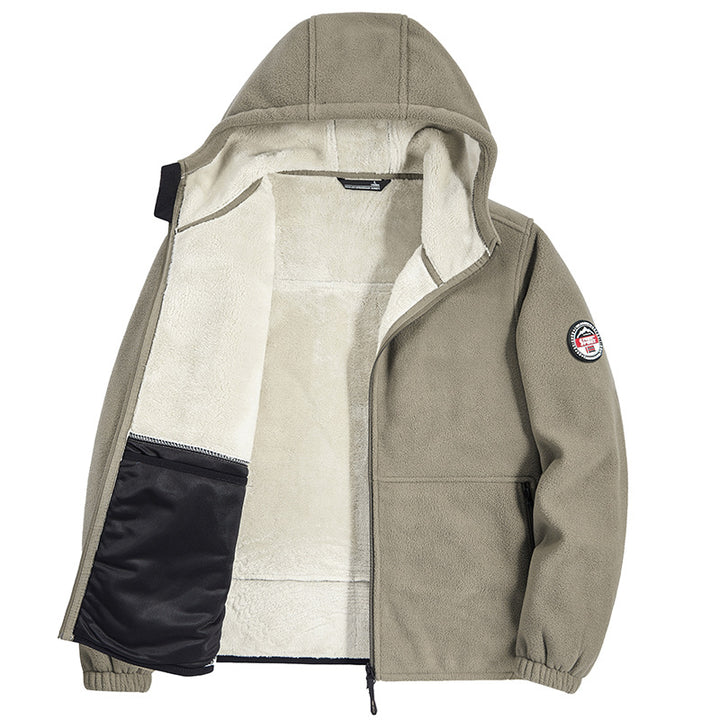 Herren Fleecejacke mit Kapuze und Teddy-Innenfutter Drune