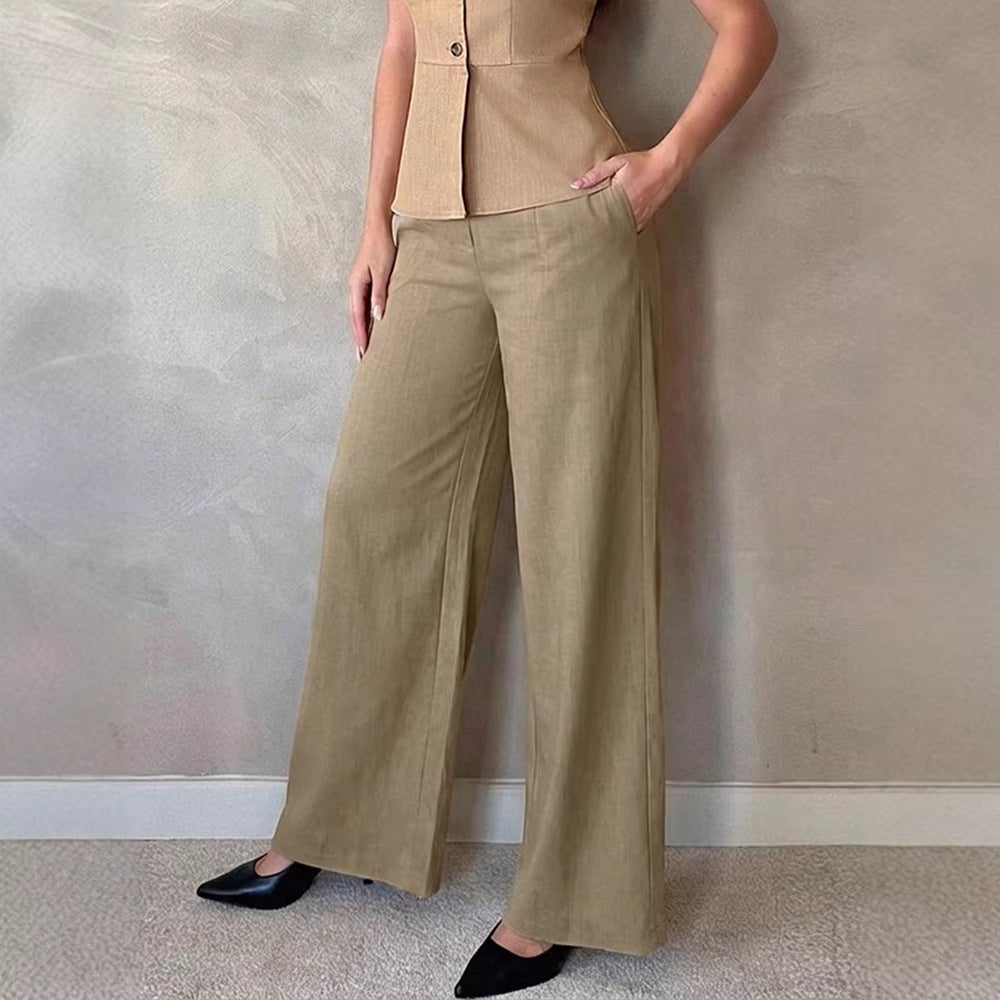 Damen Elegante Palazzo-Hose mit hohem Bund und schickem Schnitt Drune