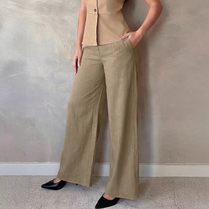 Damen Elegante Palazzo-Hose mit hohem Bund und schickem Schnitt Drune