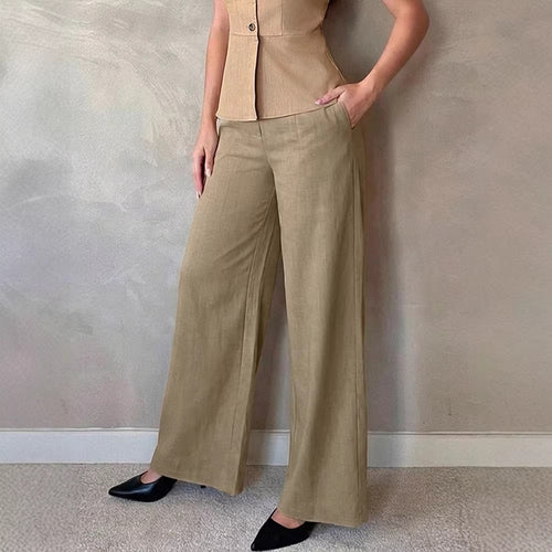 Damen Elegante Palazzo-Hose mit hohem Bund und schickem Schnitt Drune