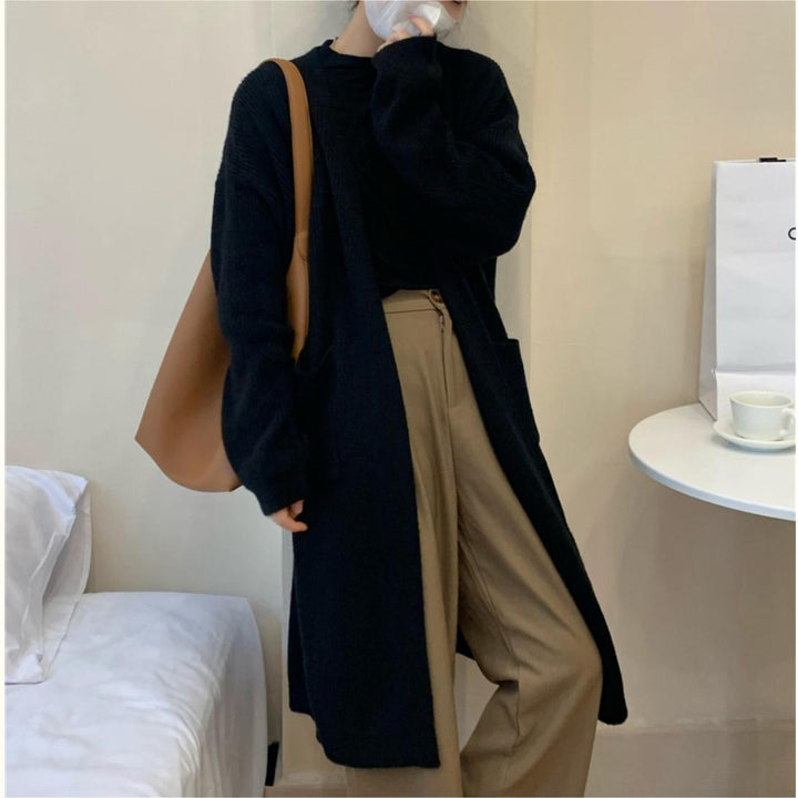 Damen Strickmantel mit offenen Fronten und großzügigen Taschen Drune