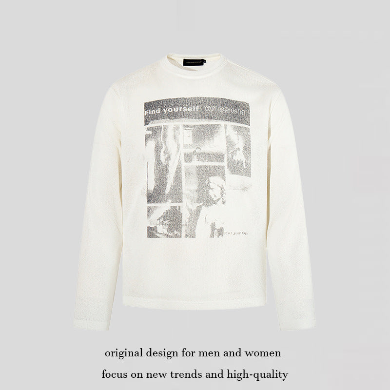 Herren Sweatshirt mit vintage Fotocollage-Print, geradem Schnitt und Rundhalsausschnitt Drune