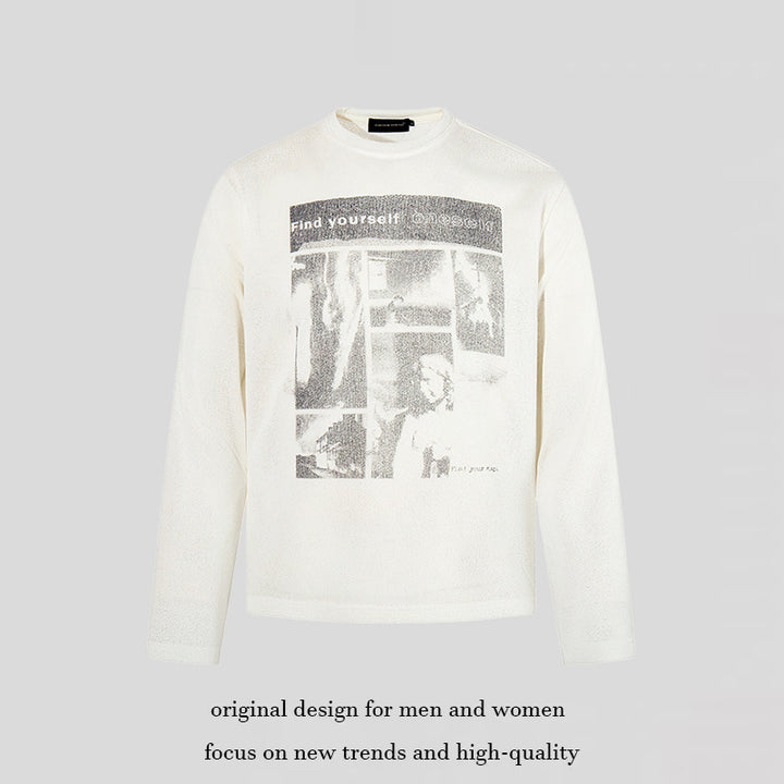 Herren Sweatshirt mit vintage Fotocollage-Print, geradem Schnitt und Rundhalsausschnitt Drune