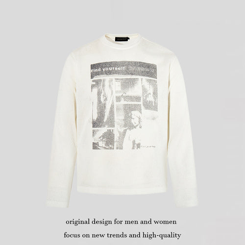 Herren Sweatshirt mit vintage Fotocollage-Print, geradem Schnitt und Rundhalsausschnitt Drune