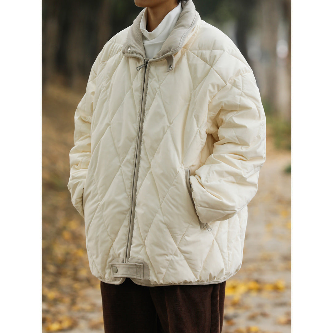 Damen gesteppte Winterjacke mit hohem Kragen und praktischen Taschen Drune