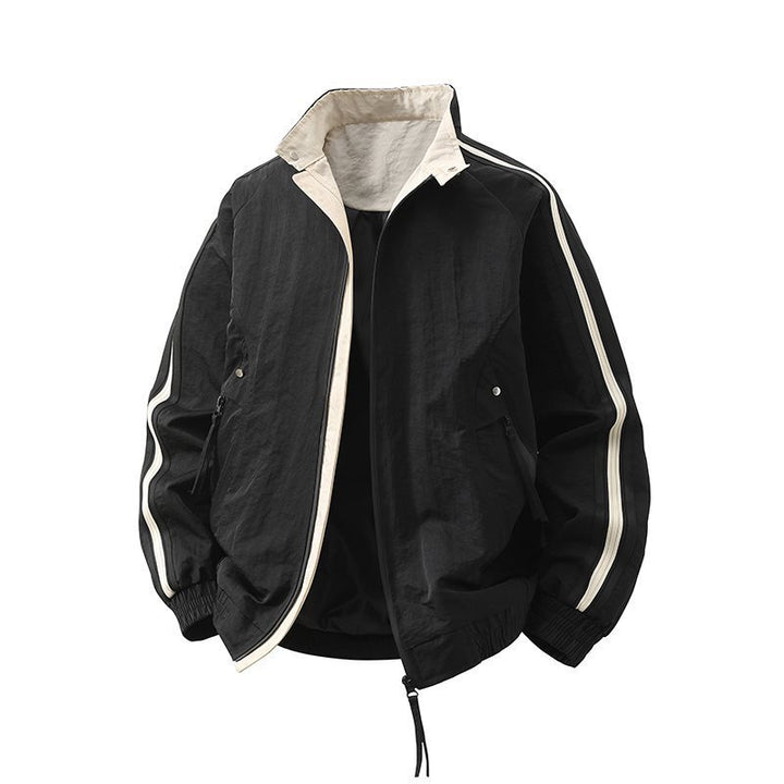 Herren Modische Sportjacke mit hohem Kragen und Kontraststreifen Drune
