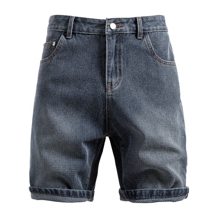 Herren nan Jeansshorts mit Umschlag, mittelhoher Bund und klassischer Taschenaufteilung Drune
