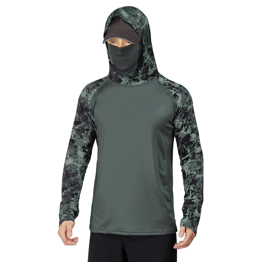 Herren Sportliches Funktionsshirt mit Kapuze und Gesichtsschutz