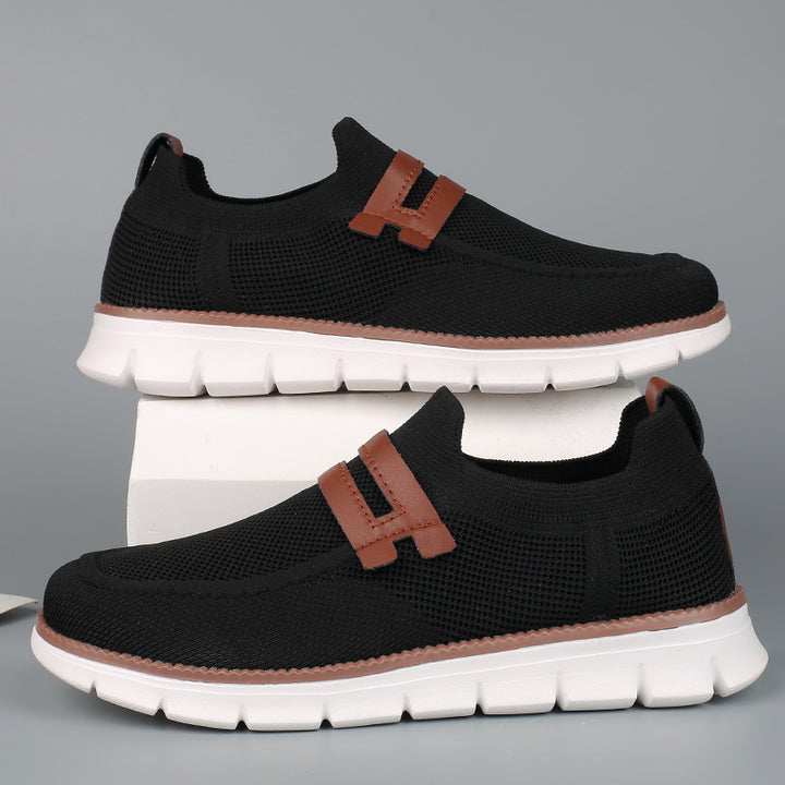 Damen Elastischer Strick‑Mokassin‑Sneaker mit dämpfender EVA‑Sohle und Zierriemen Drune
