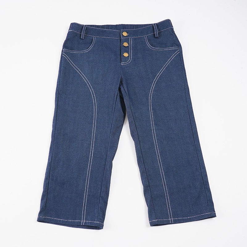 Damen Denim Crop-Top mit modischem Schnitt und verstellbaren Trägern Drune