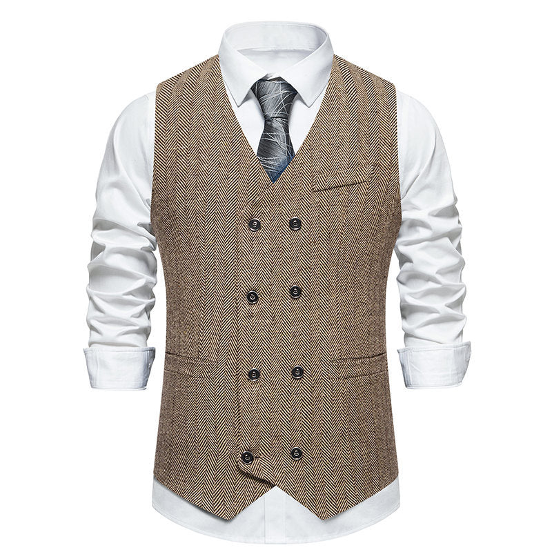 Herren elegante Weste mit strukturiertem Hahnentrittmuster Drune