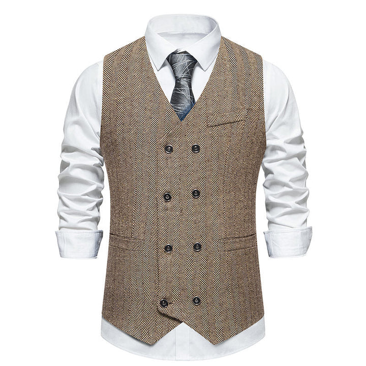 Herren elegante Weste mit strukturiertem Hahnentrittmuster Drune