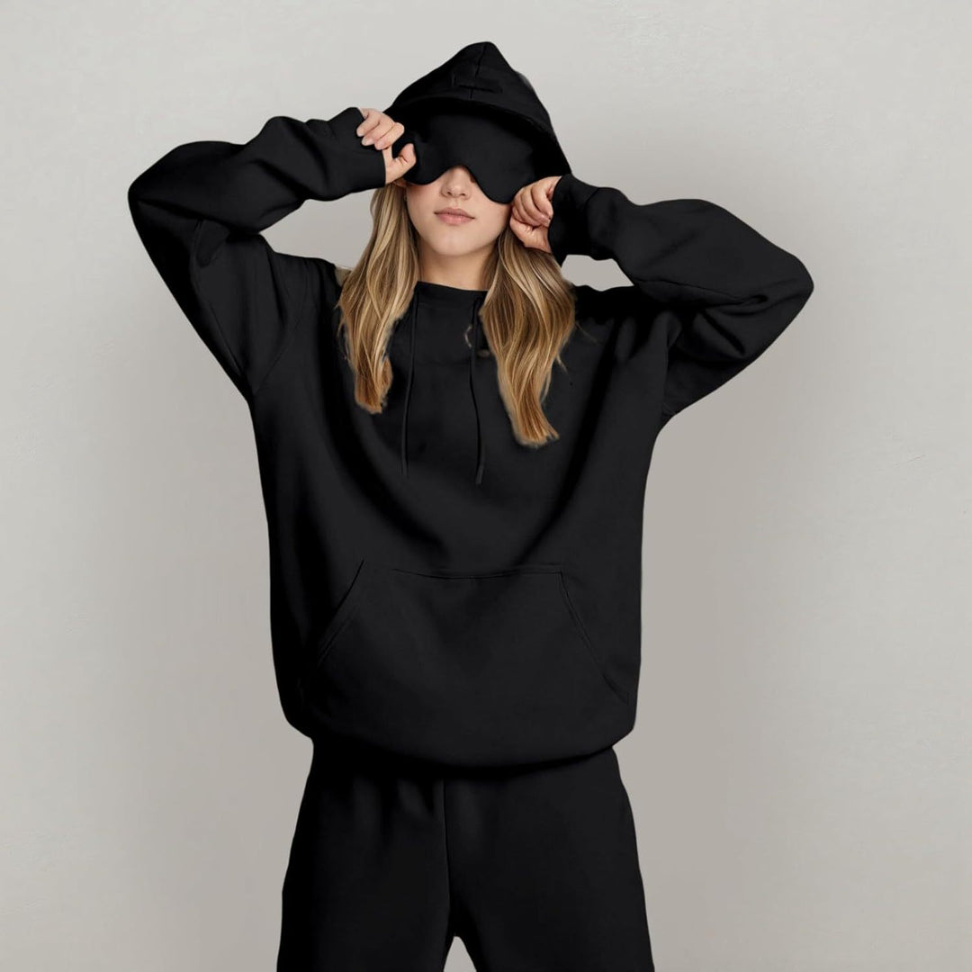 Damen Kapuzenpullover mit integriertem Schlafmasken-Design Drune