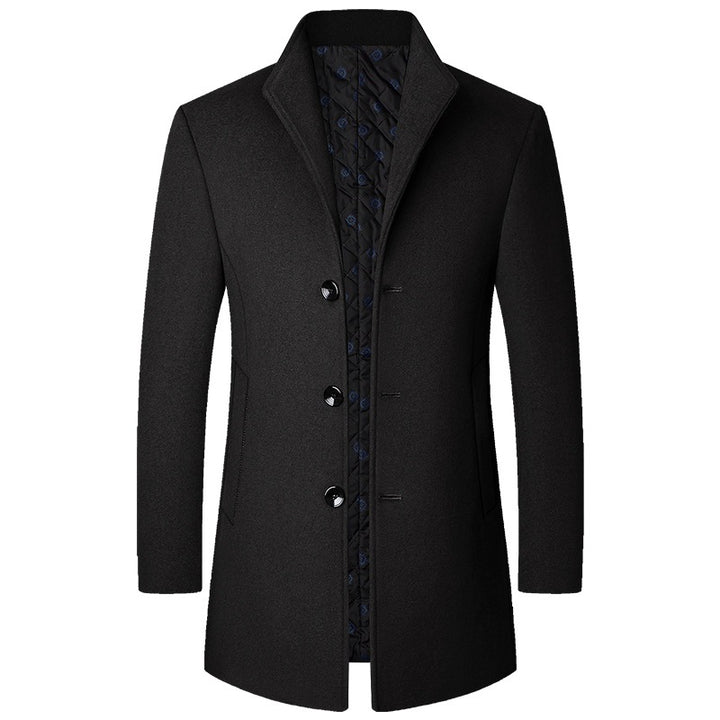 Herren Eleganter Kurzmantel aus Wollmischung mit gesteppter Innenlage und schlankem Stehkragen Drune