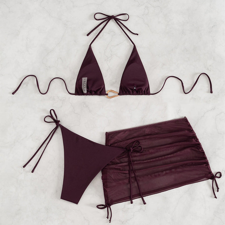 Damen Bikini-Set mit Triangle-Oberteil und verstellbarem Rock Drune